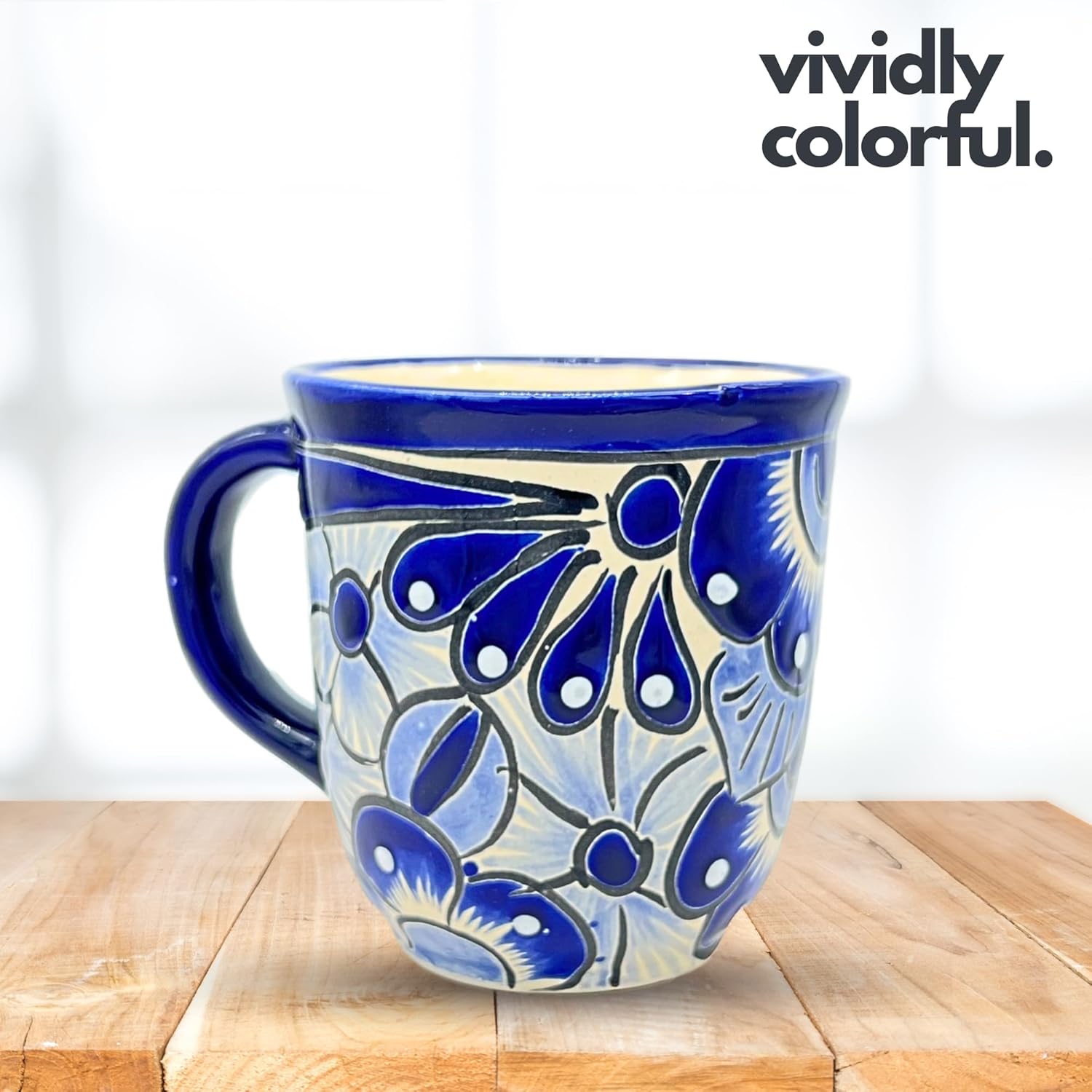 Mug, Blue and White — detail of the hand-painted pattern