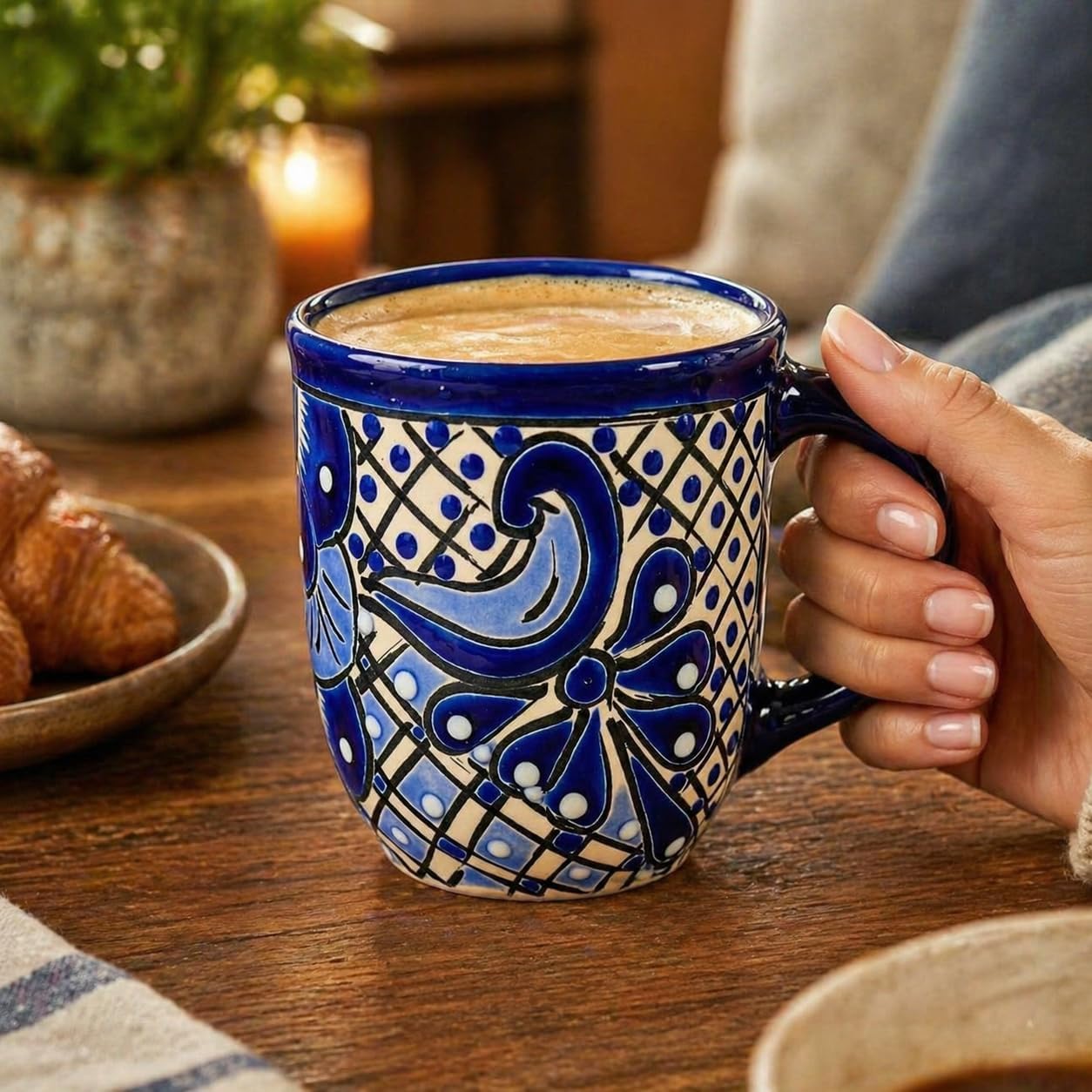 Mug, Blue and White — angled view