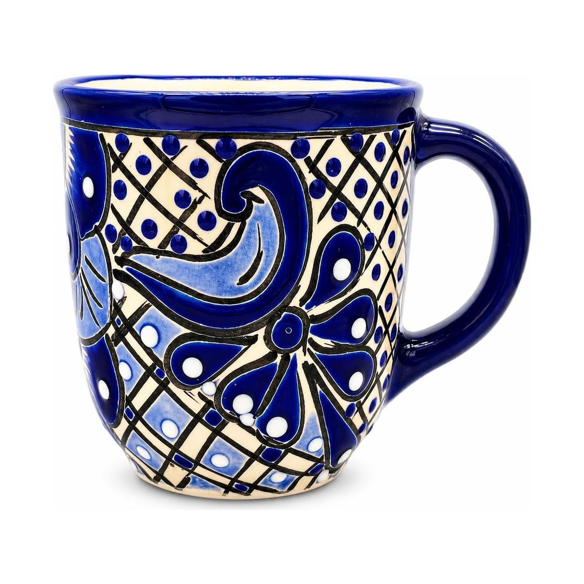 Mug, Blue and White — close-up
