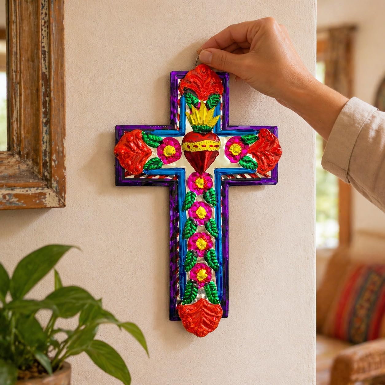 Embossed Tin Cross, Medium — alternate angle