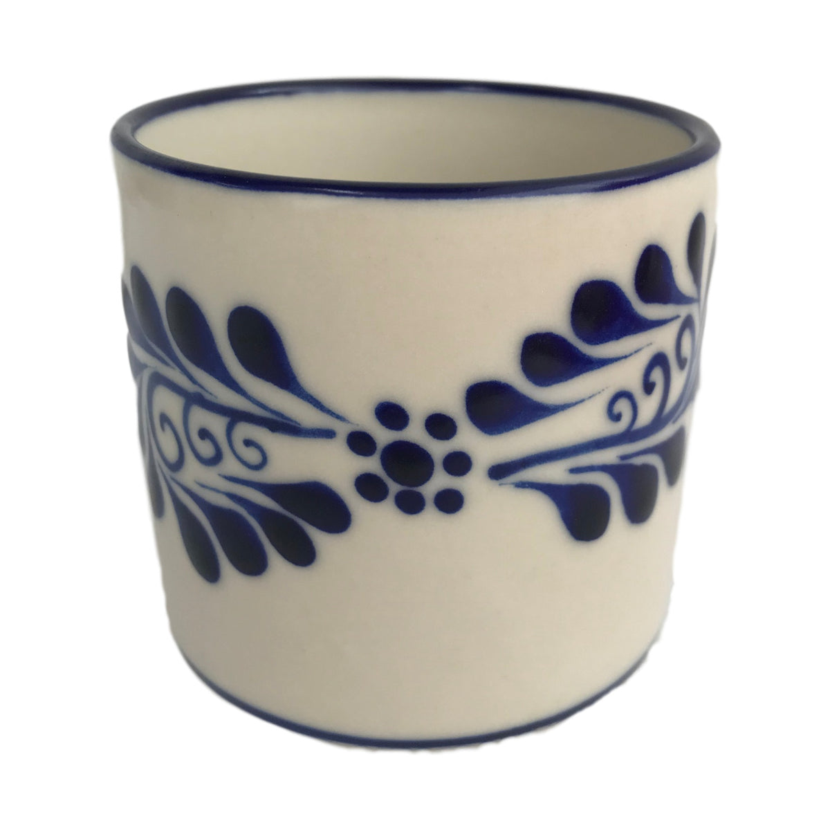 Classic White Talavera-Style Mexican Coffee Mug