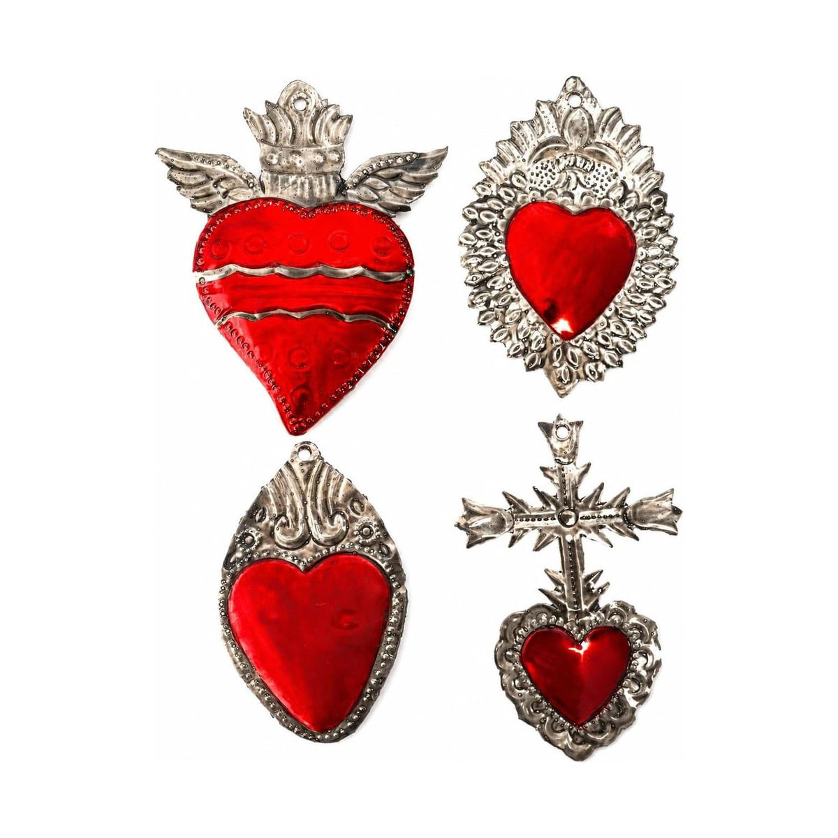 Mexican Milagros Charms, Set of 4 — side view