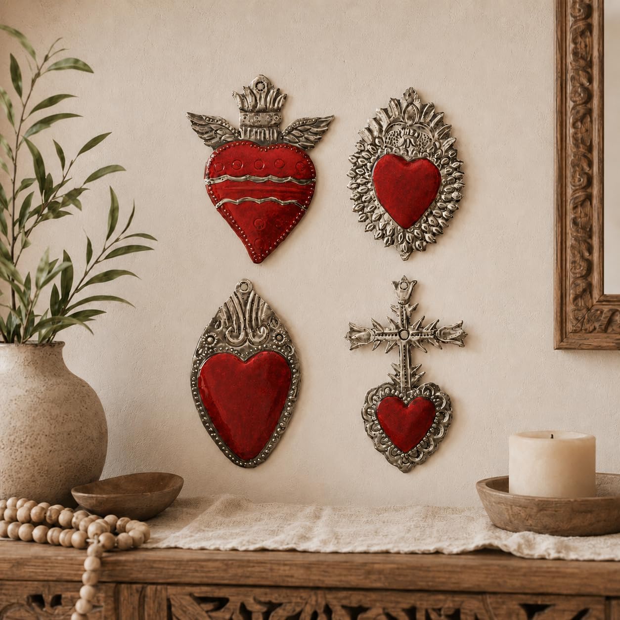 Mexican Milagros Charms, Set of 4 — top view
