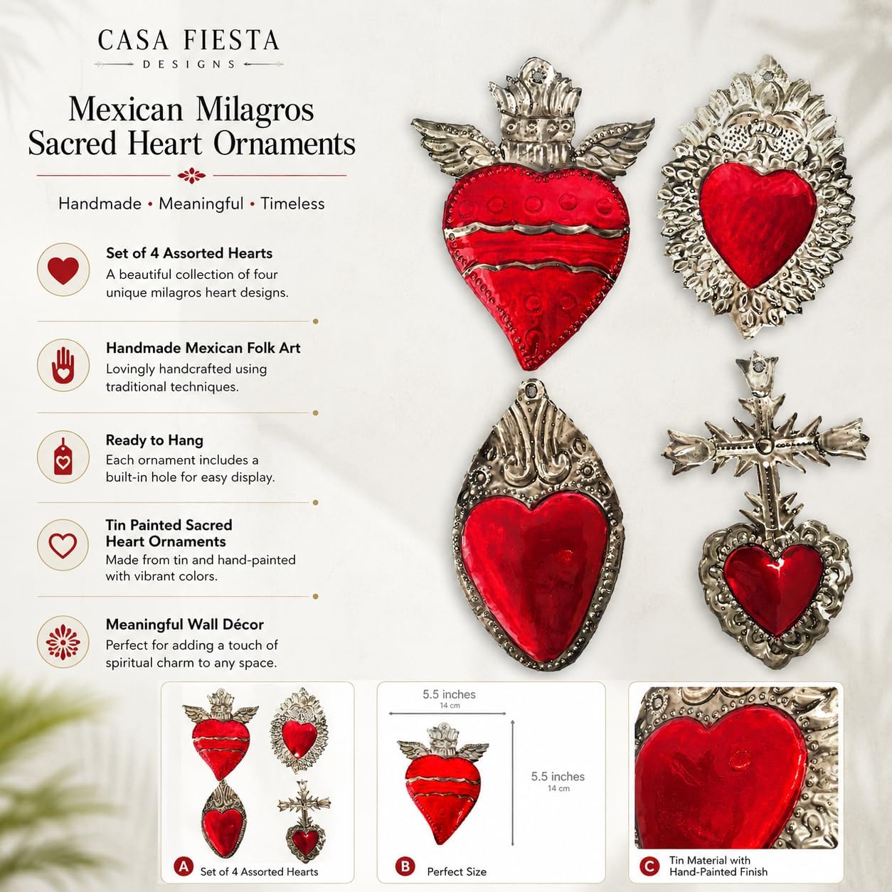 Mexican Milagros Charms, Set of 4 — shown in use