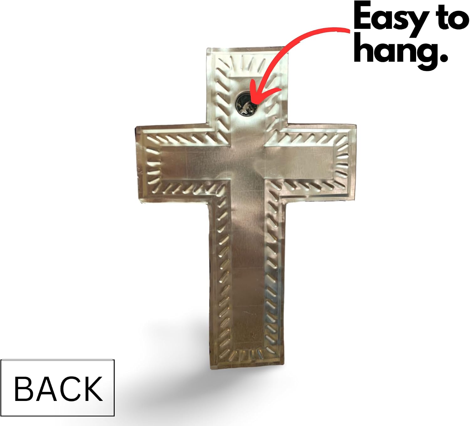 Embossed Tin Cross, Large — front view