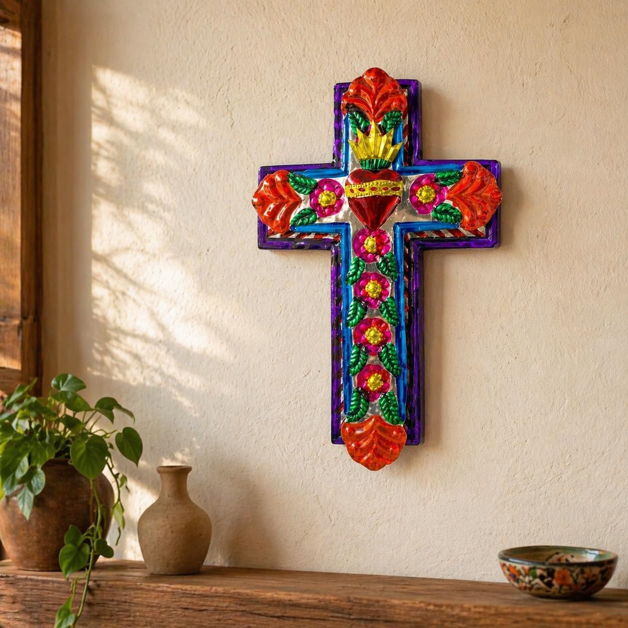 Embossed Tin Cross, Large — alternate angle