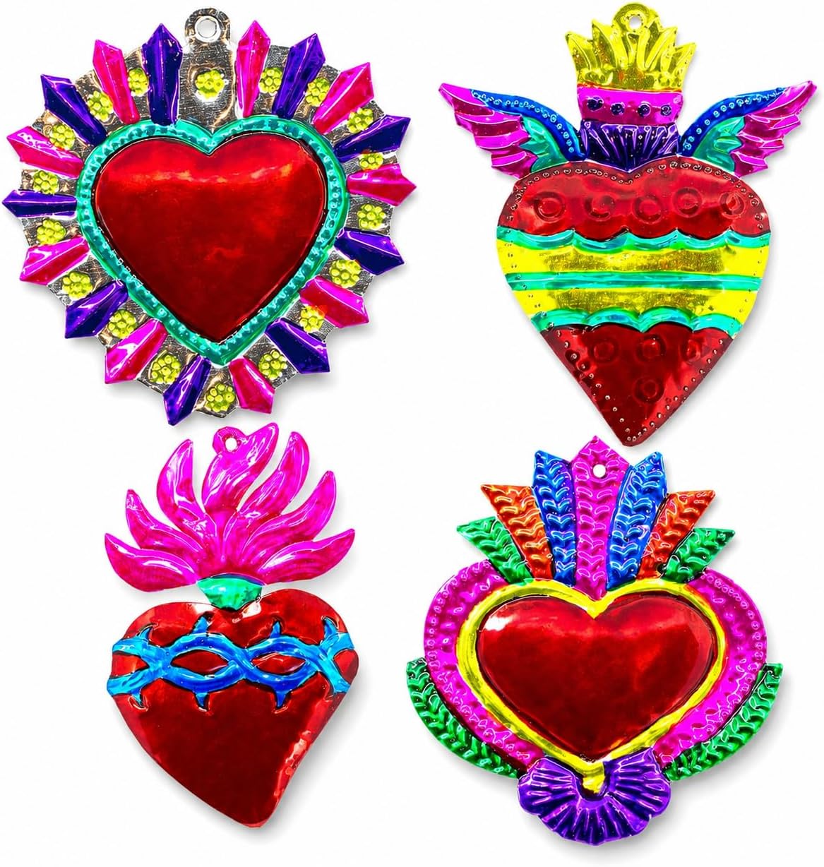 Multicolor Mexican Milagros Charms, Set of 4 — front view