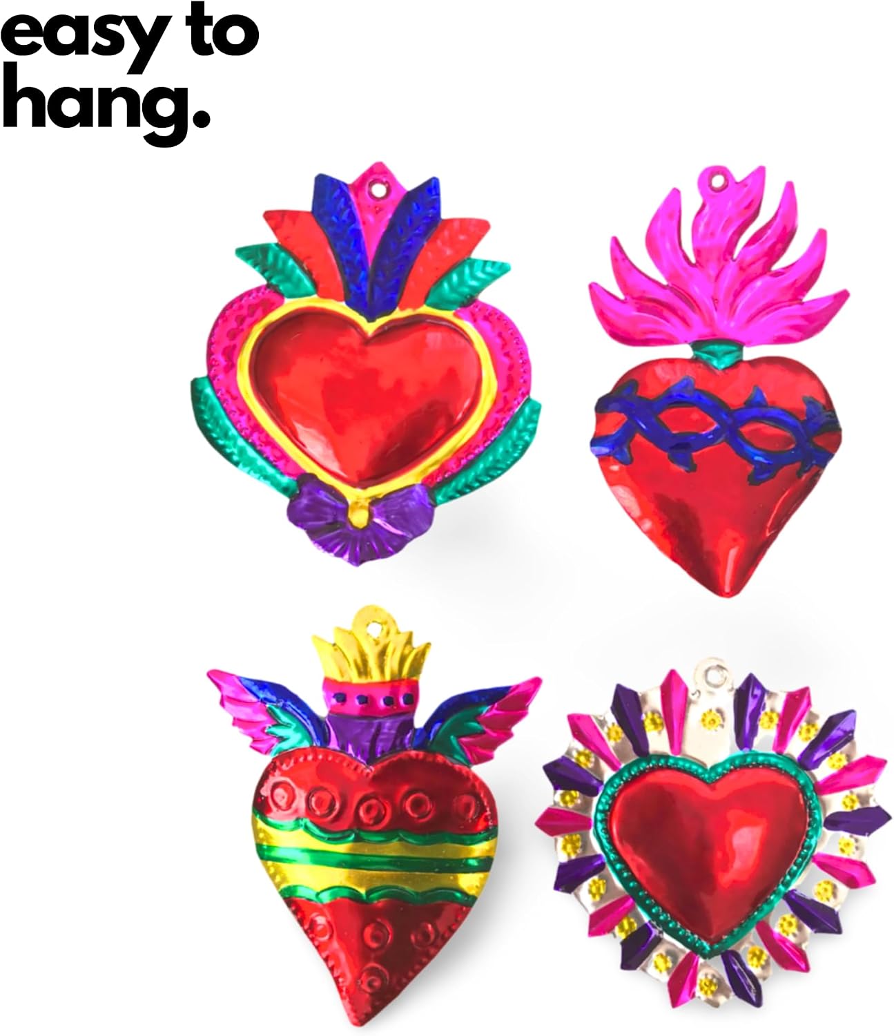 Multicolor Mexican Milagros Charms, Set of 4 — angled view