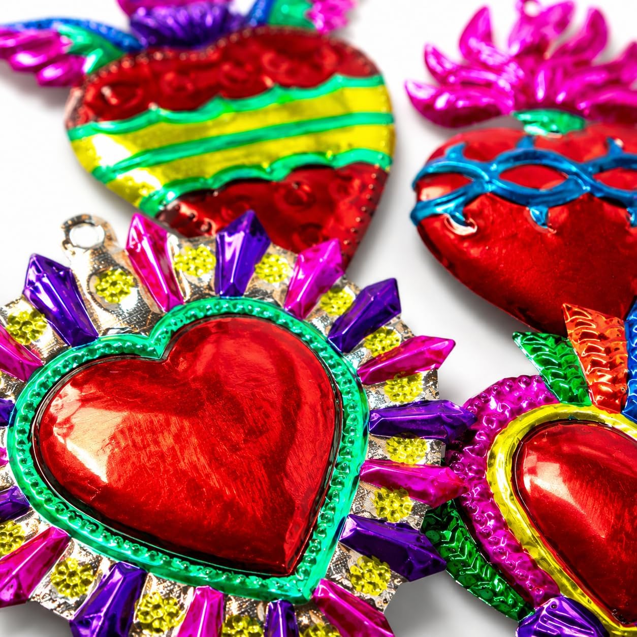 Multicolor Mexican Milagros Charms, Set of 4 — shown in use