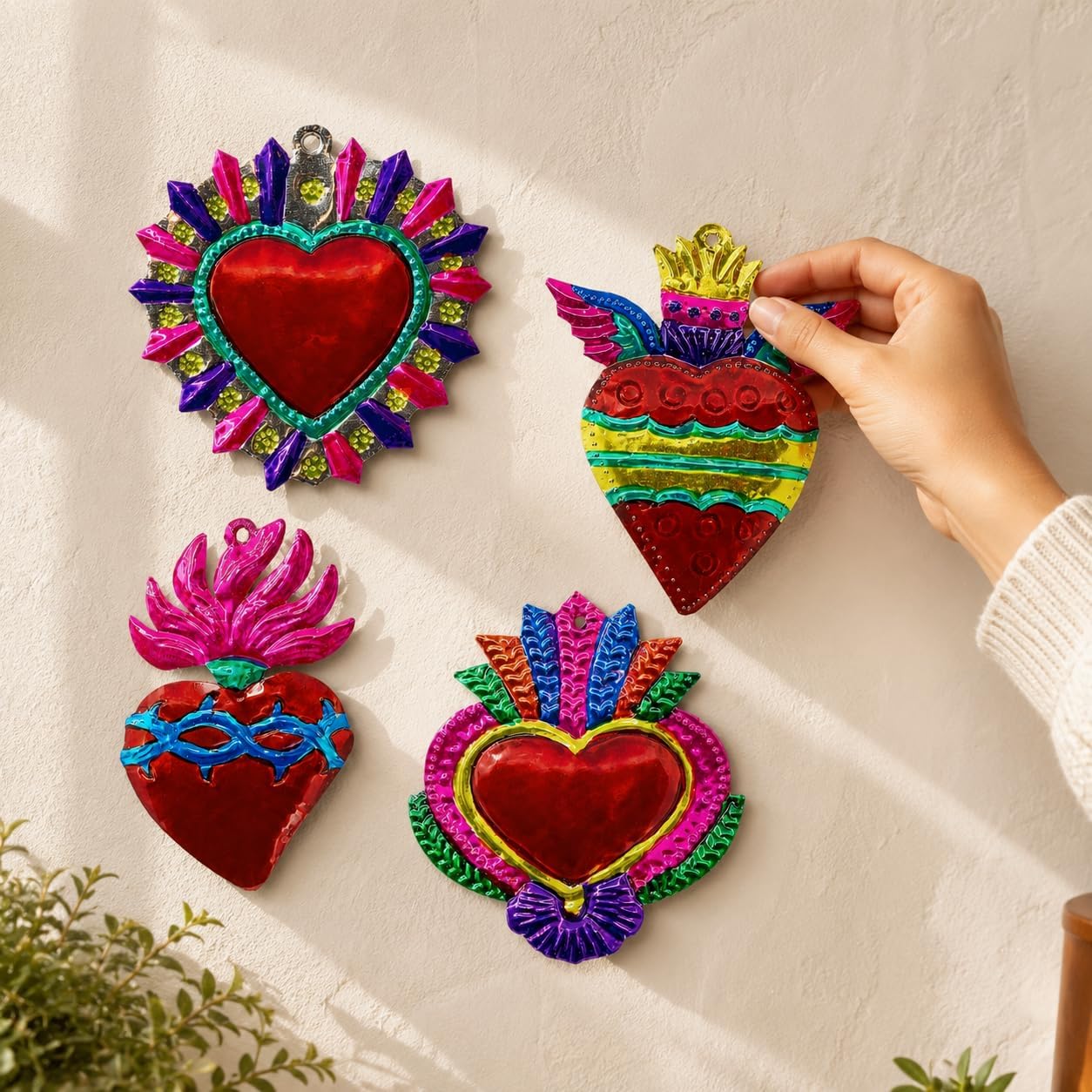 Multicolor Mexican Milagros Charms, Set of 4 — scale reference