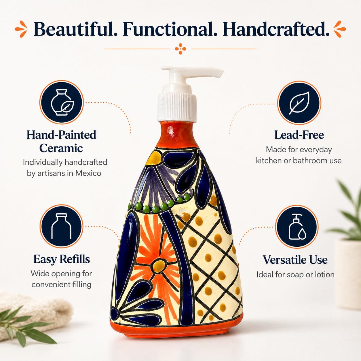 Pyramid Soap Dispenser, Multicolor — angled view