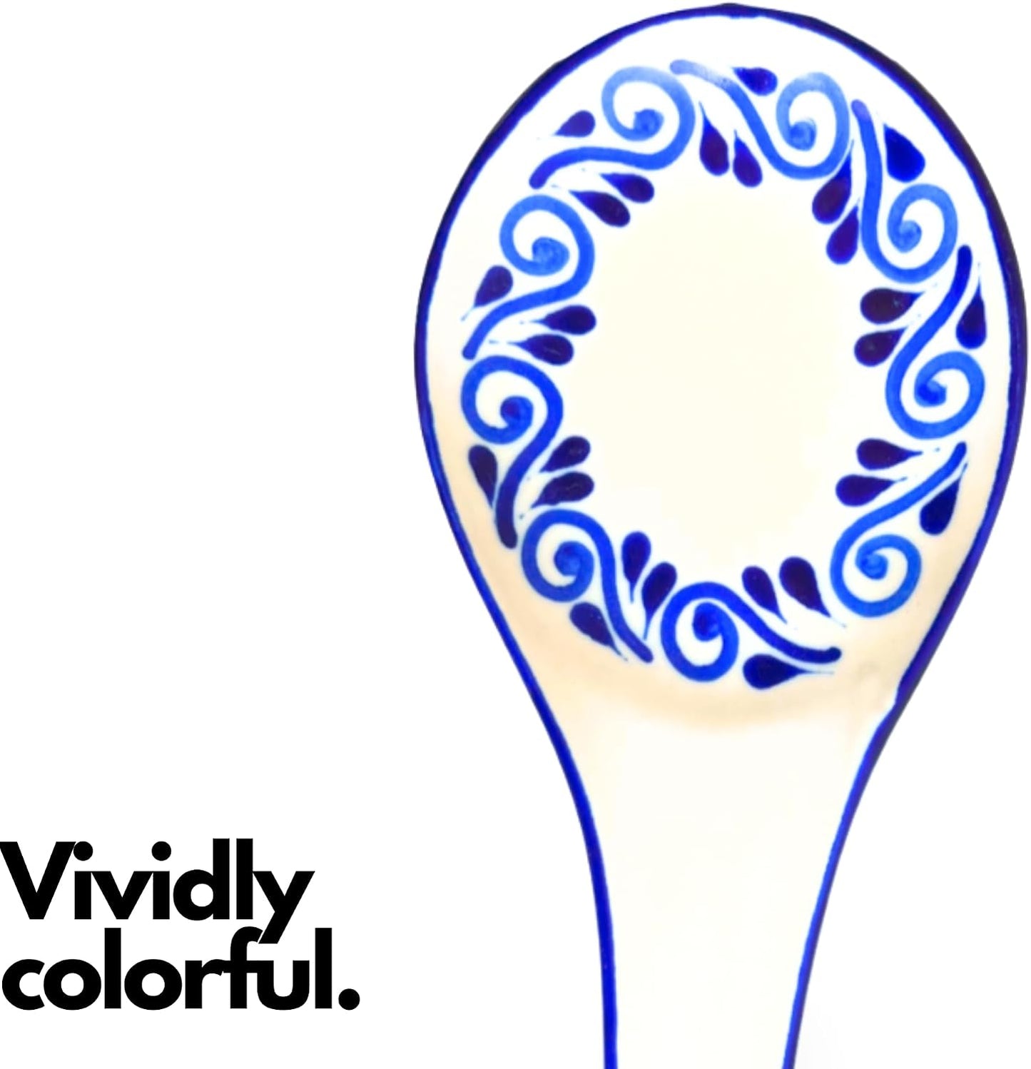 White Talavera, Style Mexican Spoon Rest — close-up