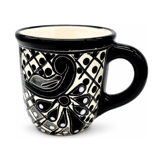 Black & White Mexican Coffee Mug — angled view