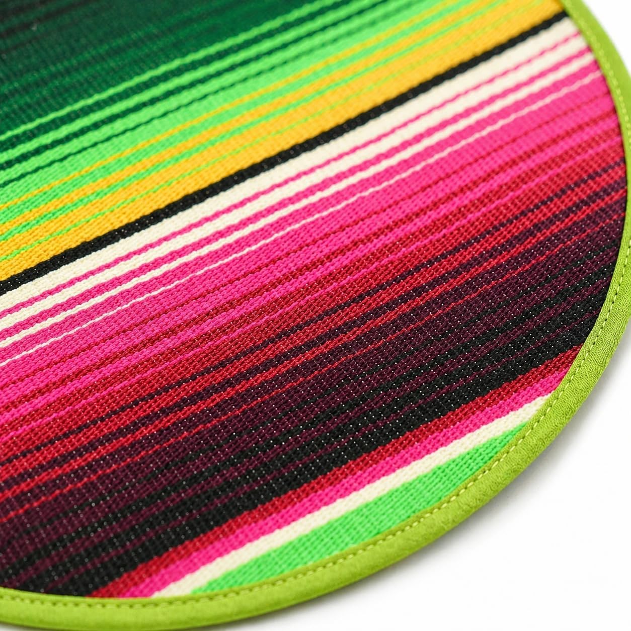 Mexican Cloth Tortilla Warmer, green sarape — shown with tortillas