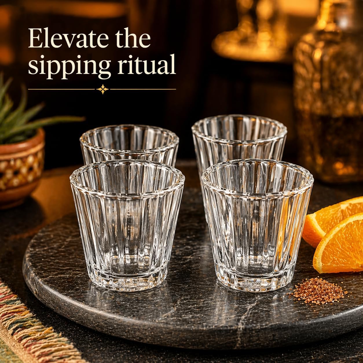 Veladora Mezcal Shot Glasses, Set of 4 — top view