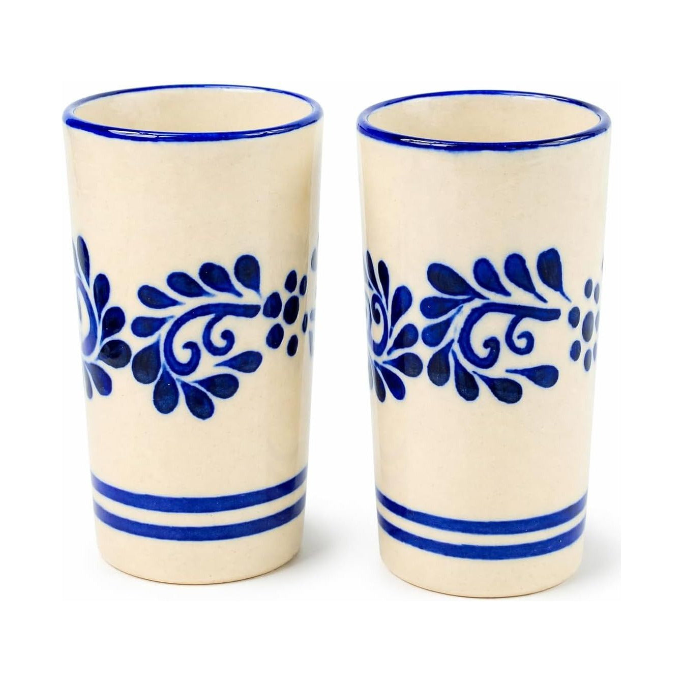 Mexican Shot Glasses, Hand, painted in Mexico — angled view
