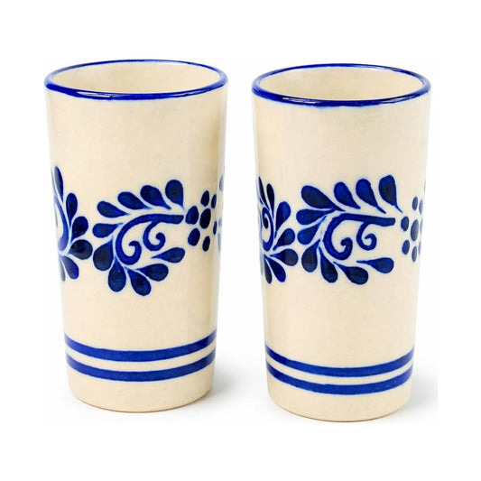 Mexican Shot Glasses, Hand, painted in Mexico — angled view