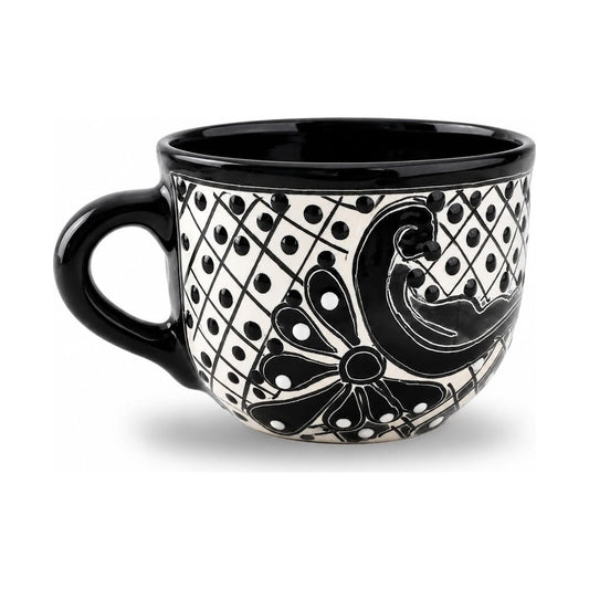 Black Wide Mexican Coffee Mug — front view