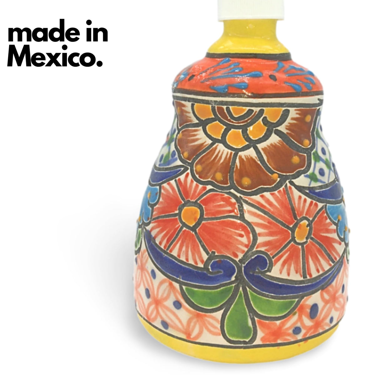 Close-up of the hand-painted flowers on the bell dispenser