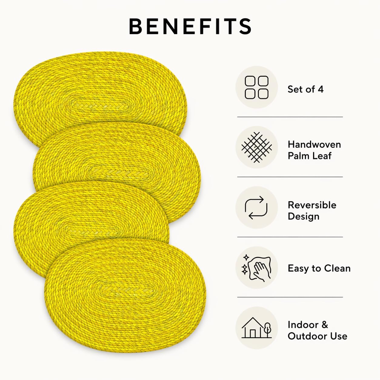 Yellow Placemats, Set of 4 — detail of the hand-painted pattern