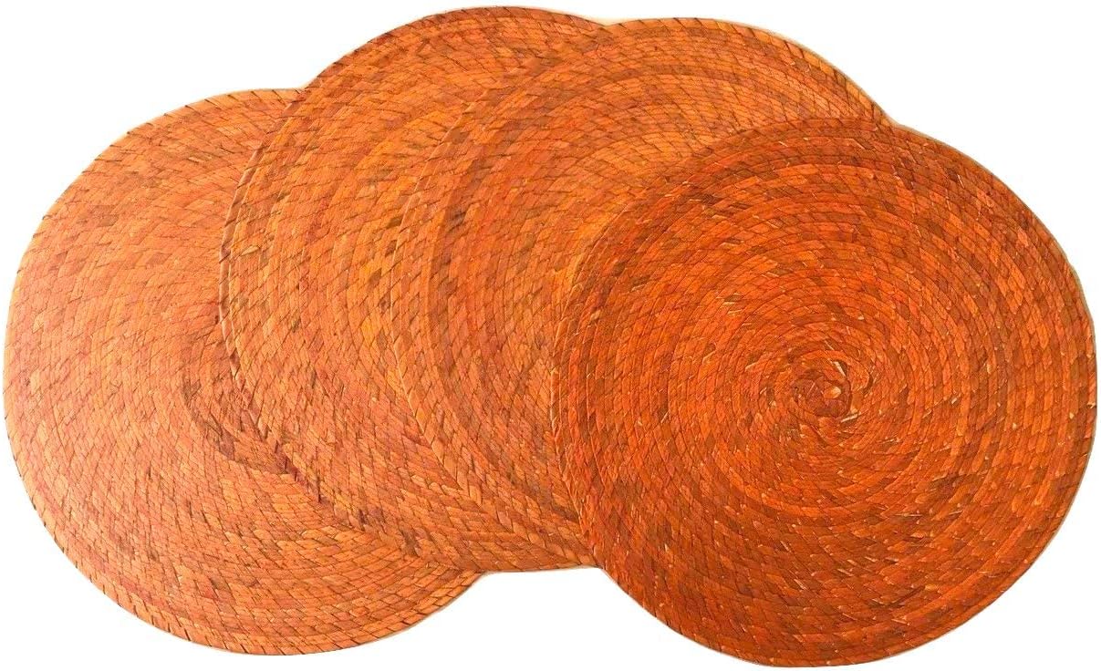 Orange Round Placemats, Set of 4 — side view