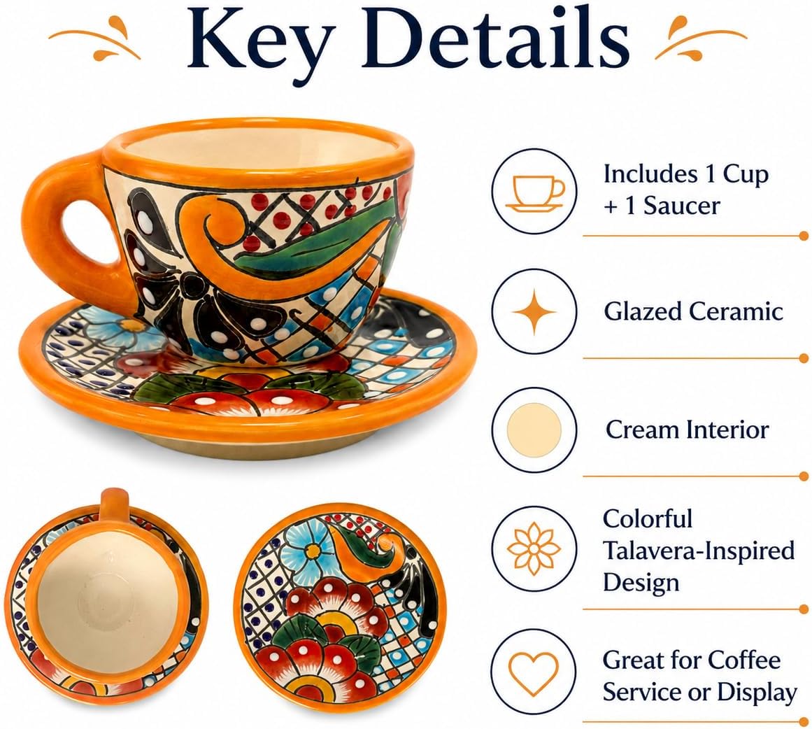 Colorful Talavera Espresso Set — side view