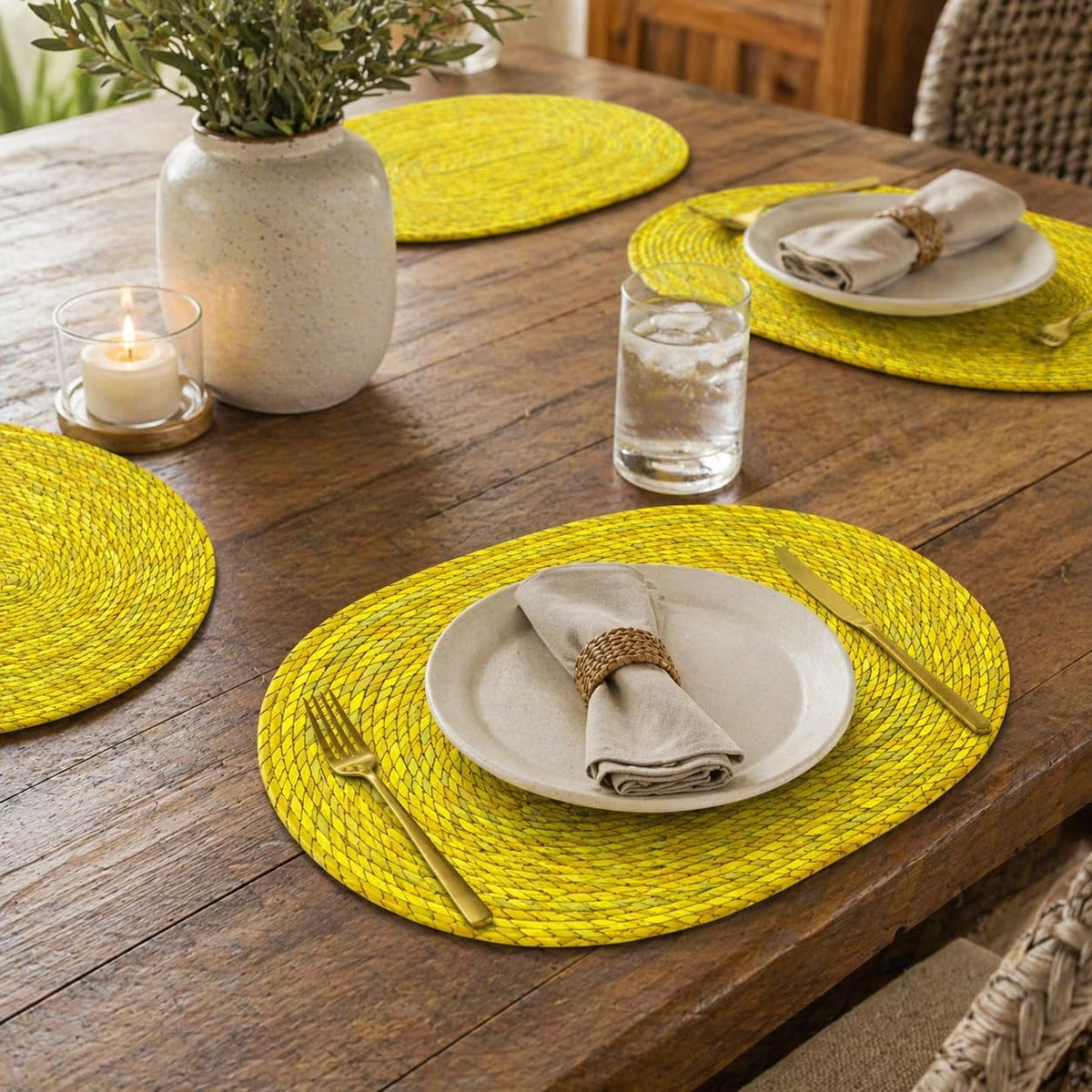Yellow Placemats, Set of 4 — angled view