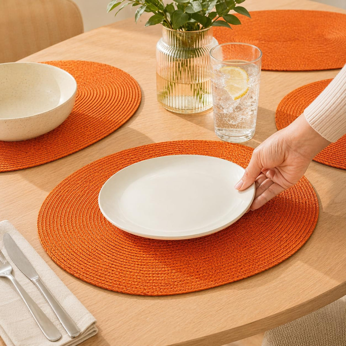 Orange Placemats, Set of 4 — top view