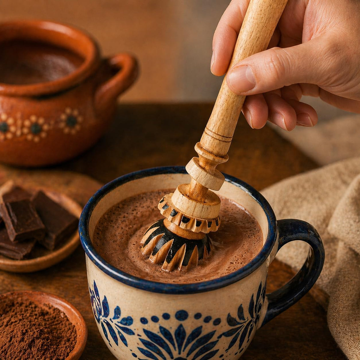 Authentic Mexican Molinillo — close-up