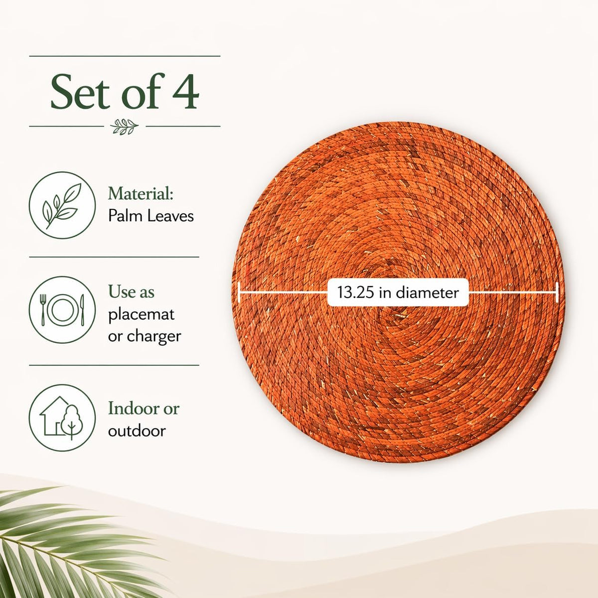 Orange Round Placemats, Set of 4 — alternate angle