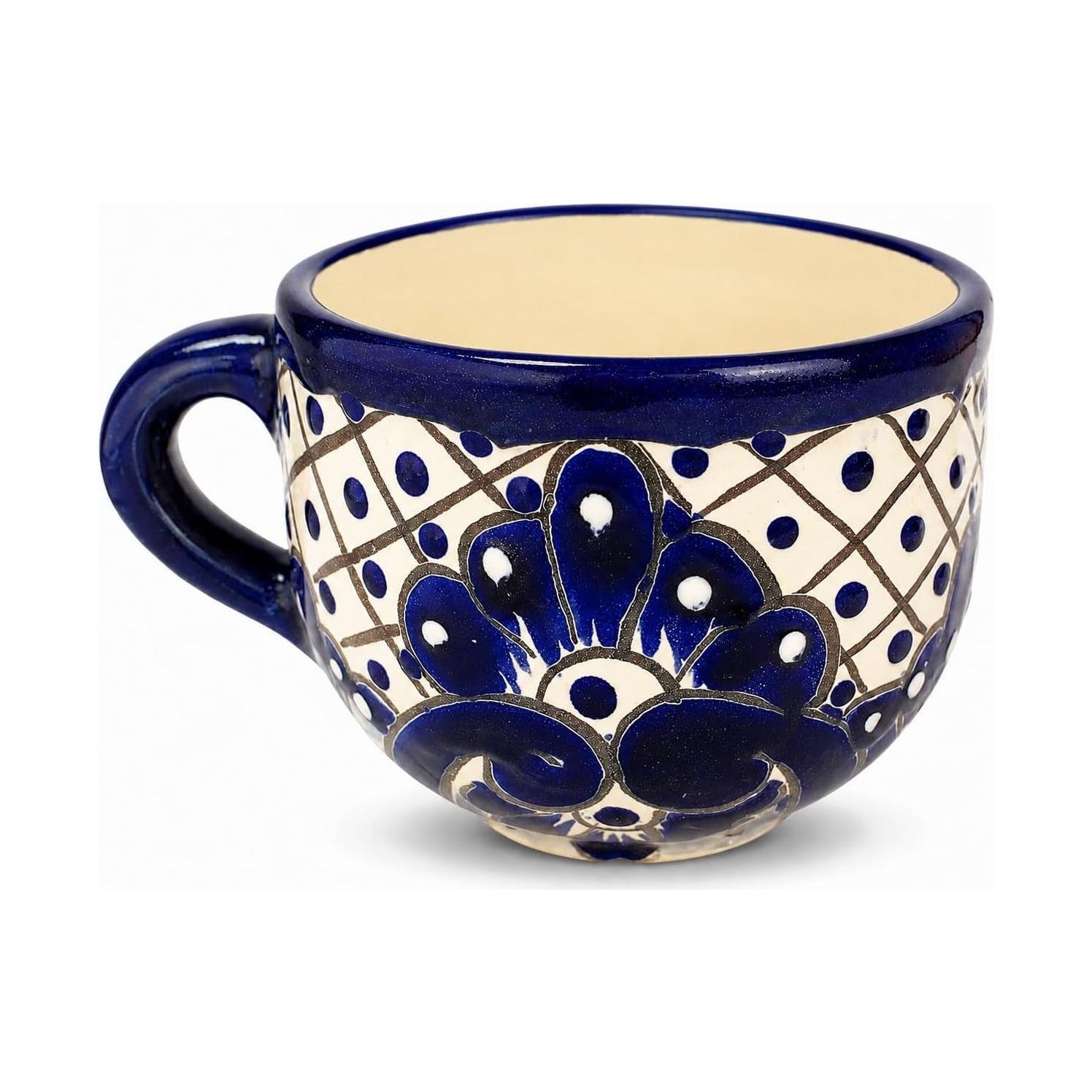 Blue & White Mexican Coffee Mug — top view