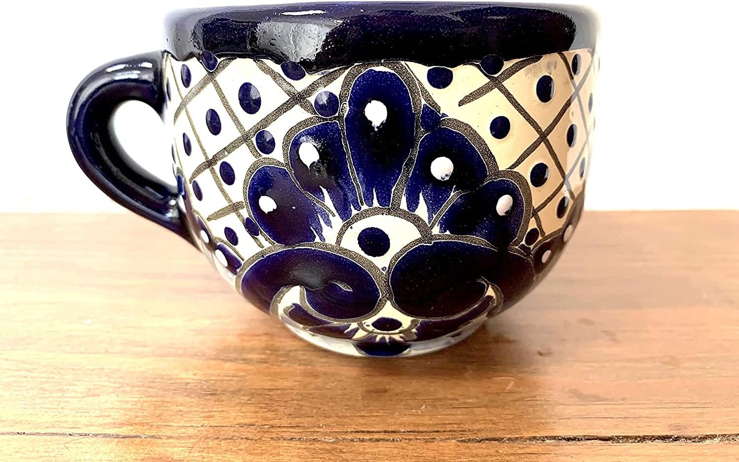 Blue & White Mexican Coffee Mug — alternate angle
