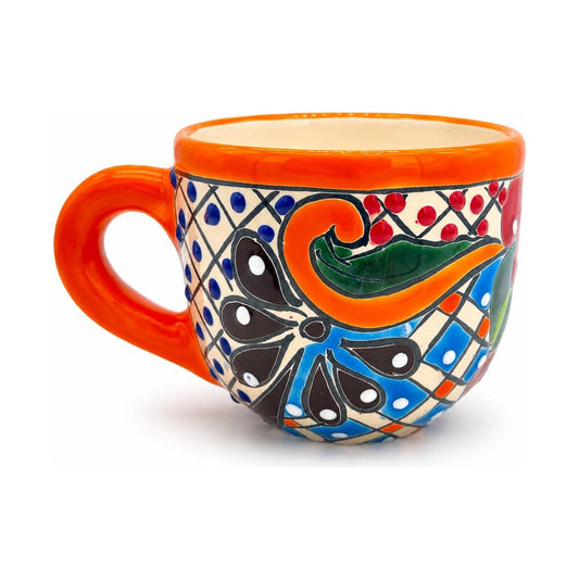 Colorful Wide Mexican Coffee Mug — scale reference