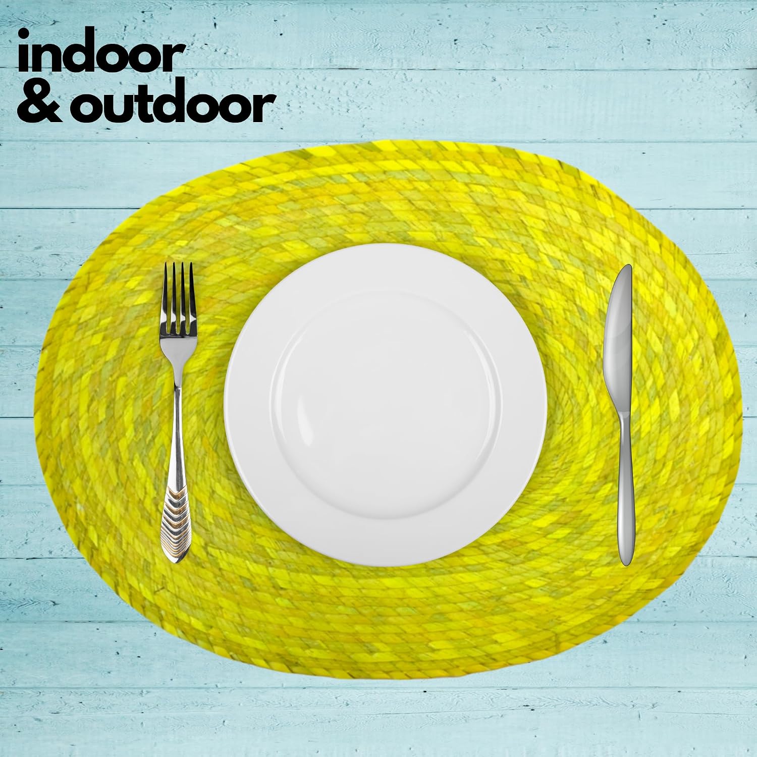 Yellow Placemats, Set of 4 — shown in use