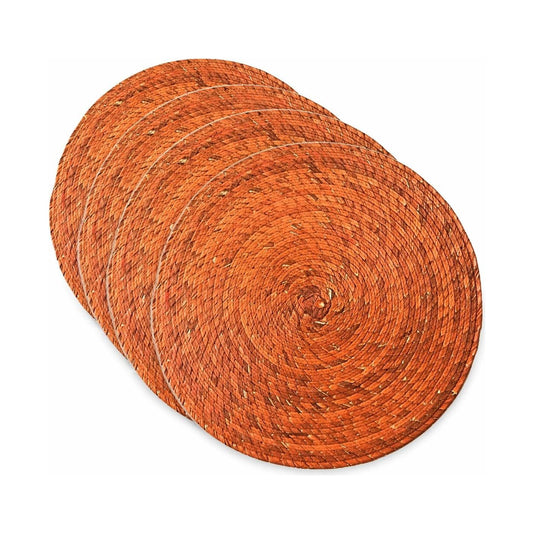 Orange Round Placemats, Set of 4 — close-up