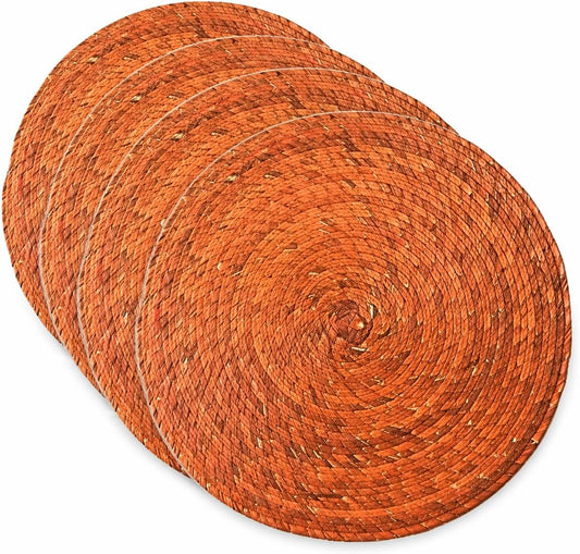 Orange Round Placemats, Set of 4 — close-up