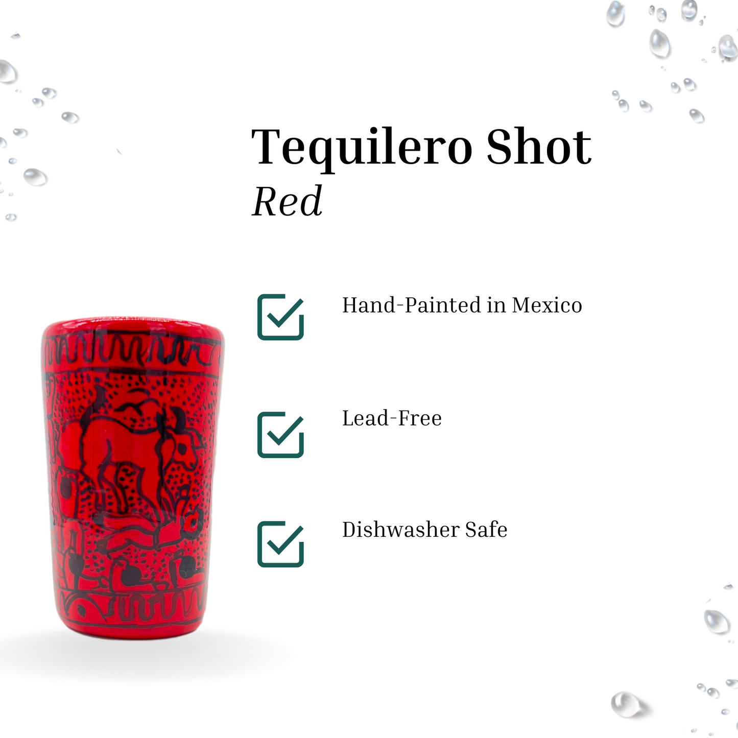 Red Mexican Shot Glasses, Pack of 2
