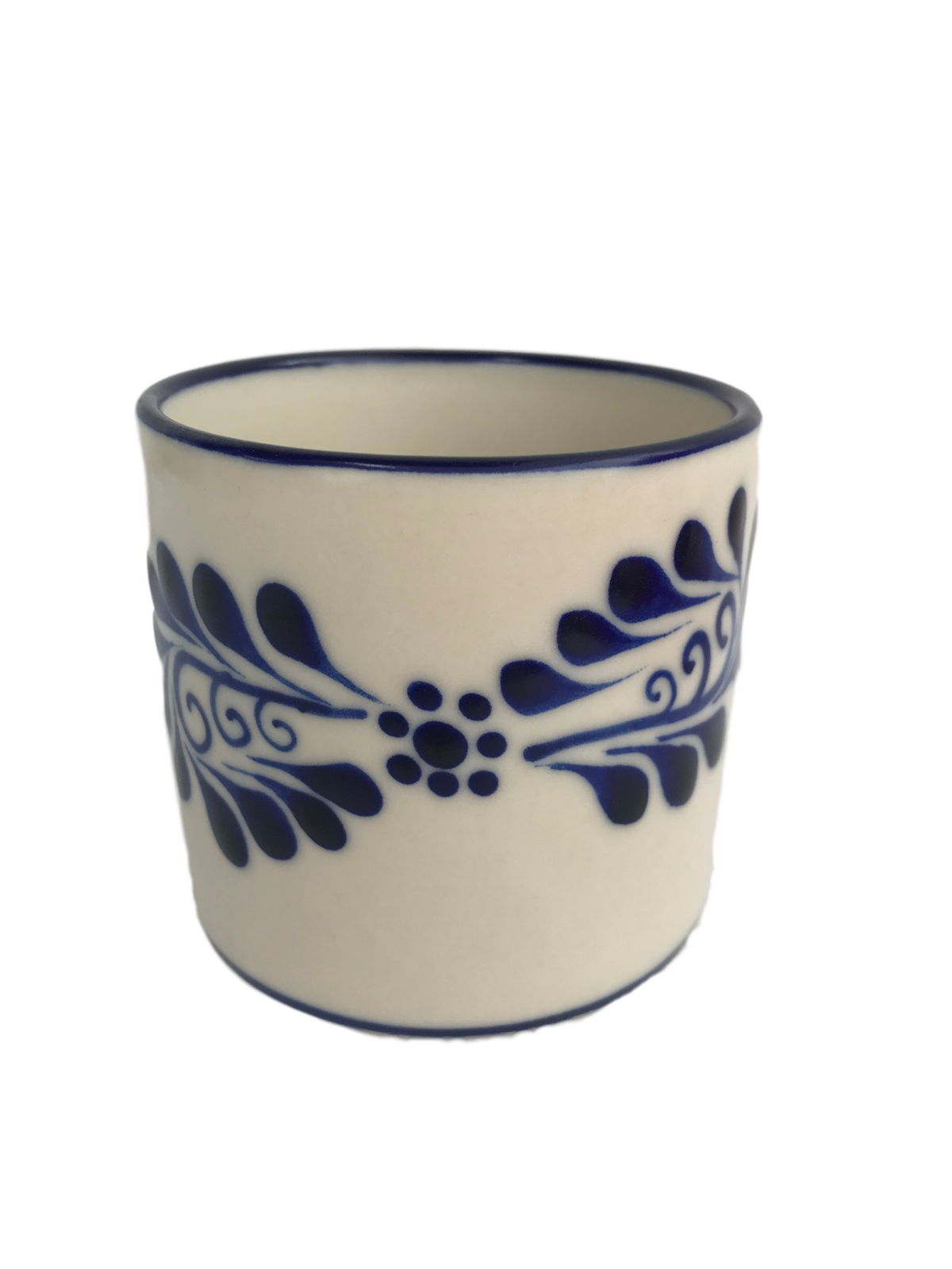Classic White Talavera-Style Mexican Coffee Mug