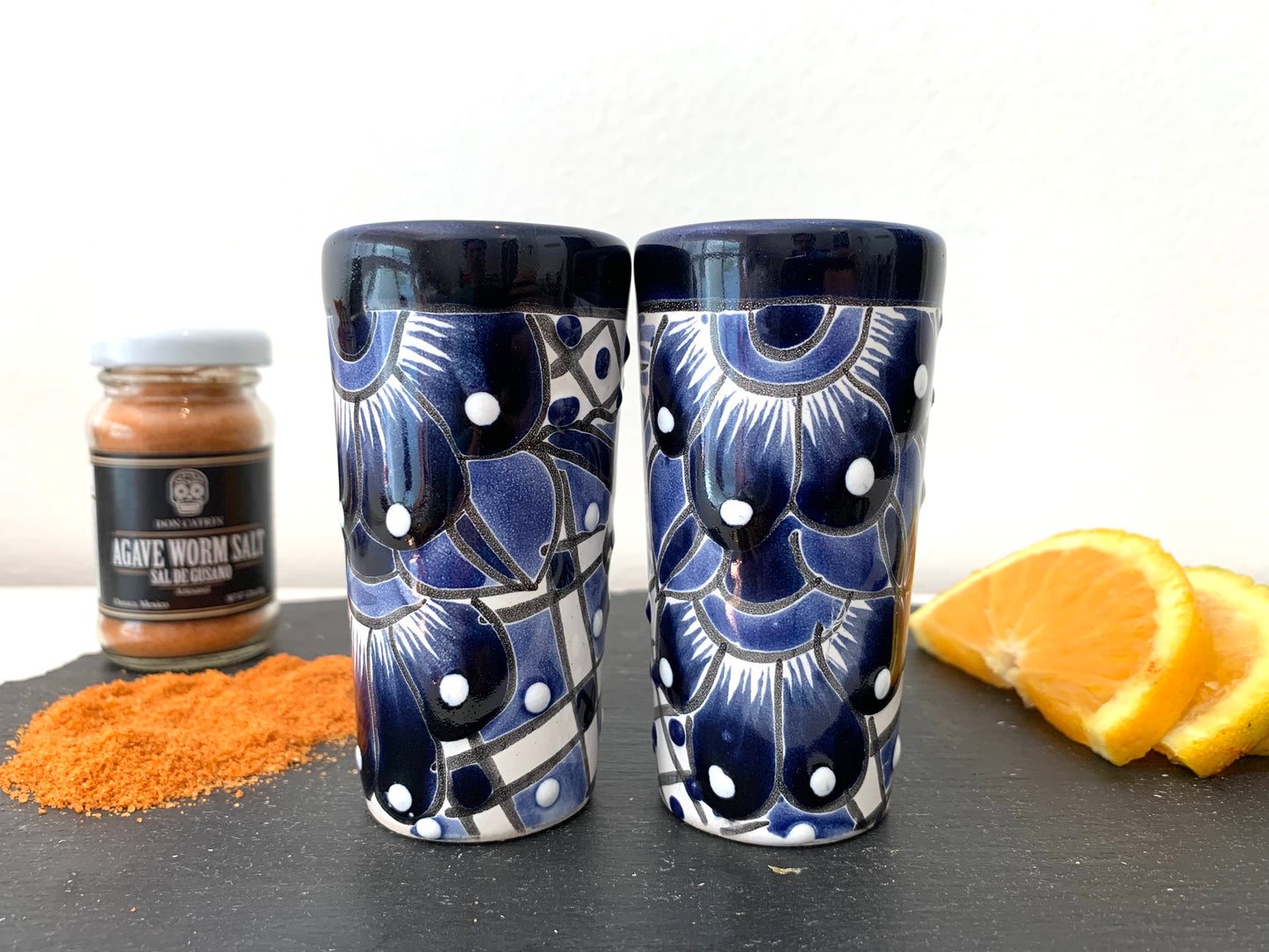 Blue and White Mexican Shot Glasses