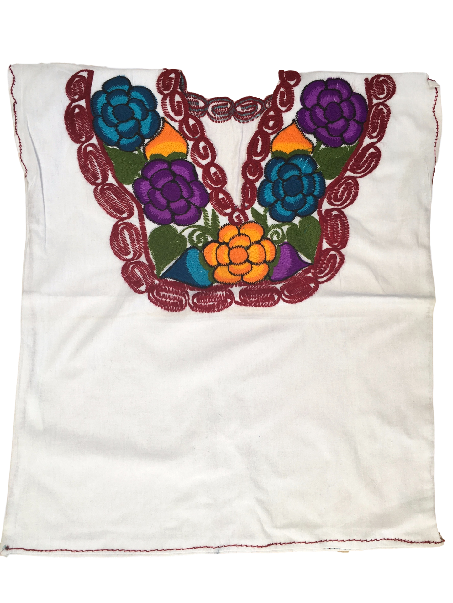 White Mexican Blouse with Flowers