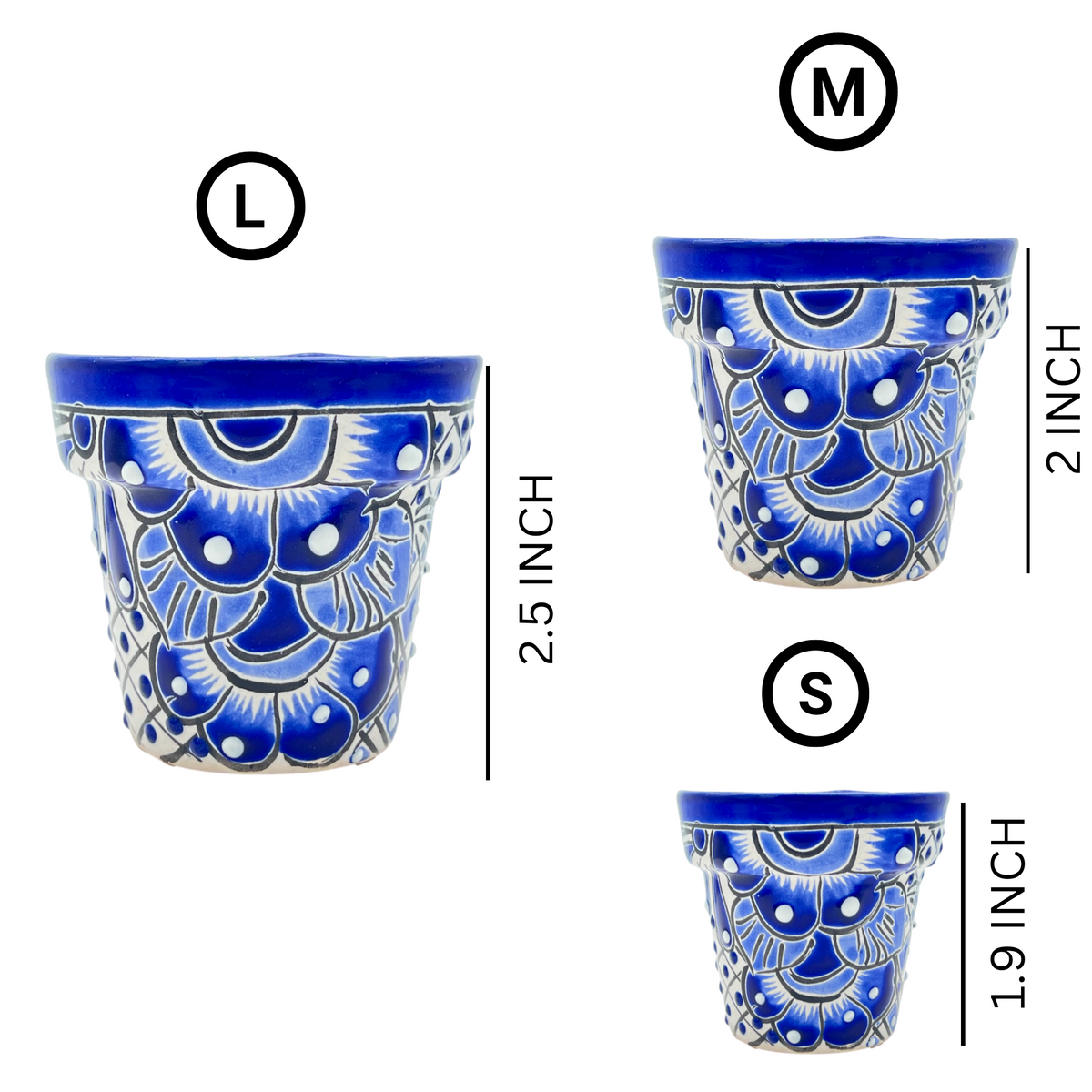 Mexican handmade macetas, made in Mexico, featuring Mexican folk art, hand-painted flower pots for succulents and cacti – vibrant and unique.