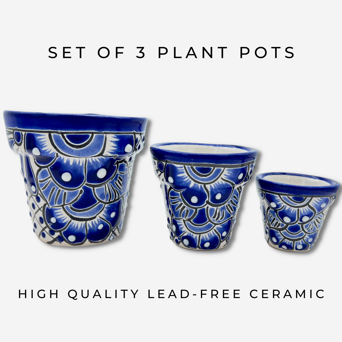 Mexican handmade macetas, made in Mexico, featuring Mexican folk art, hand-painted flower pots for succulents and cacti – vibrant and unique.