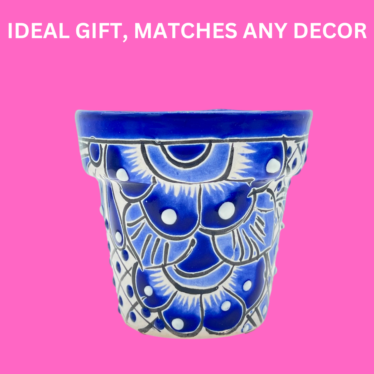 Mexican handmade macetas, made in Mexico, featuring Mexican folk art, hand-painted flower pots for succulents and cacti – vibrant and unique.