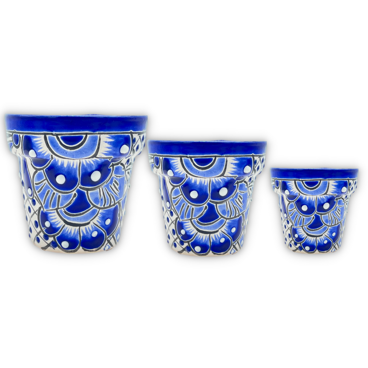 Mexican handmade macetas, made in Mexico, featuring Mexican folk art, hand-painted flower pots for succulents and cacti – vibrant and unique.