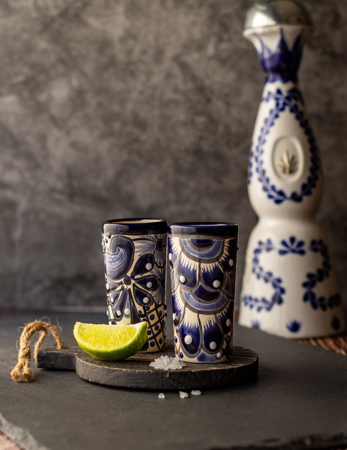 Blue and White Mexican Shot Glasses